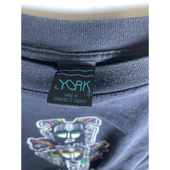 Vintage York Trinidad & Tobago Tribal Mask Graphic Tee – Black – Size L - Picture 3 of 3
